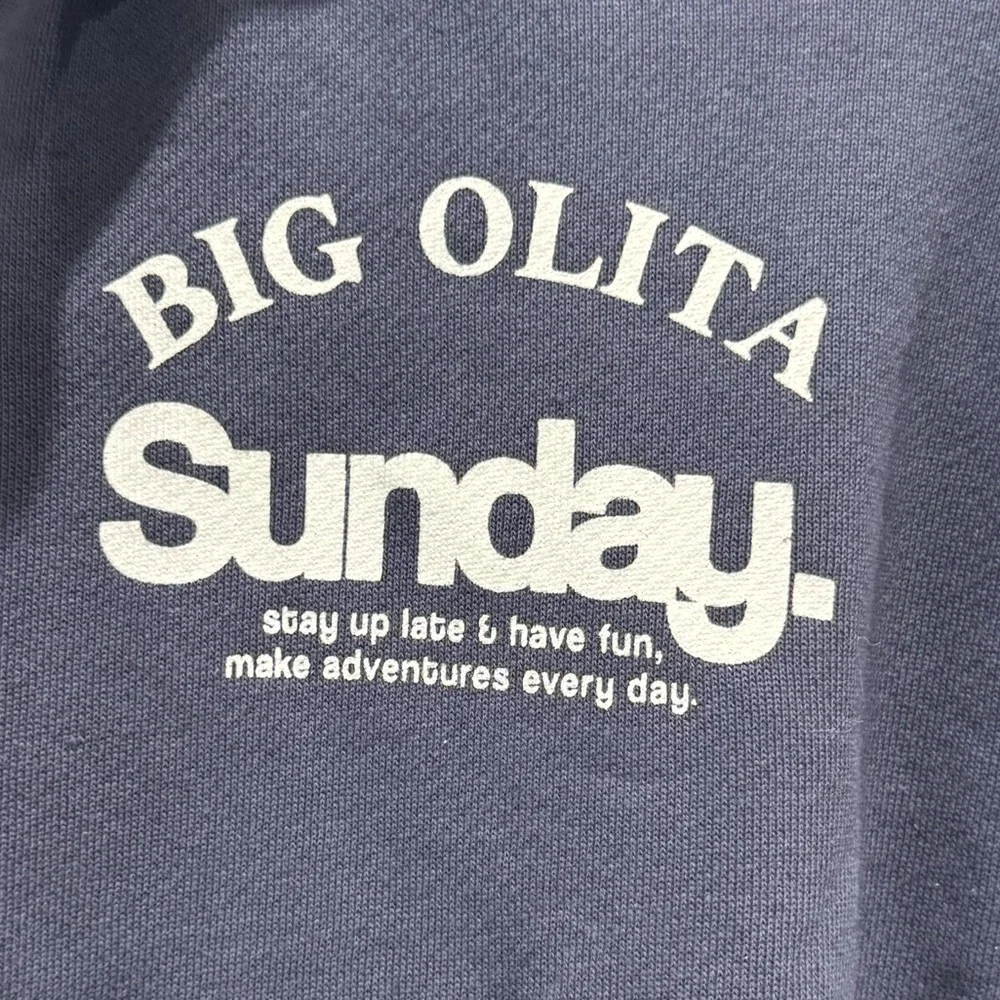 Zara big olita Kids Blue Hoodie Jacket zip up size 5- 6 surfer relaxed Cali